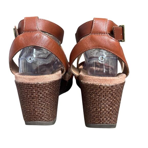 Vionic Clarissa Brown Leather Wedge Sandals Size 9 Strappy - Picture 13 of 14